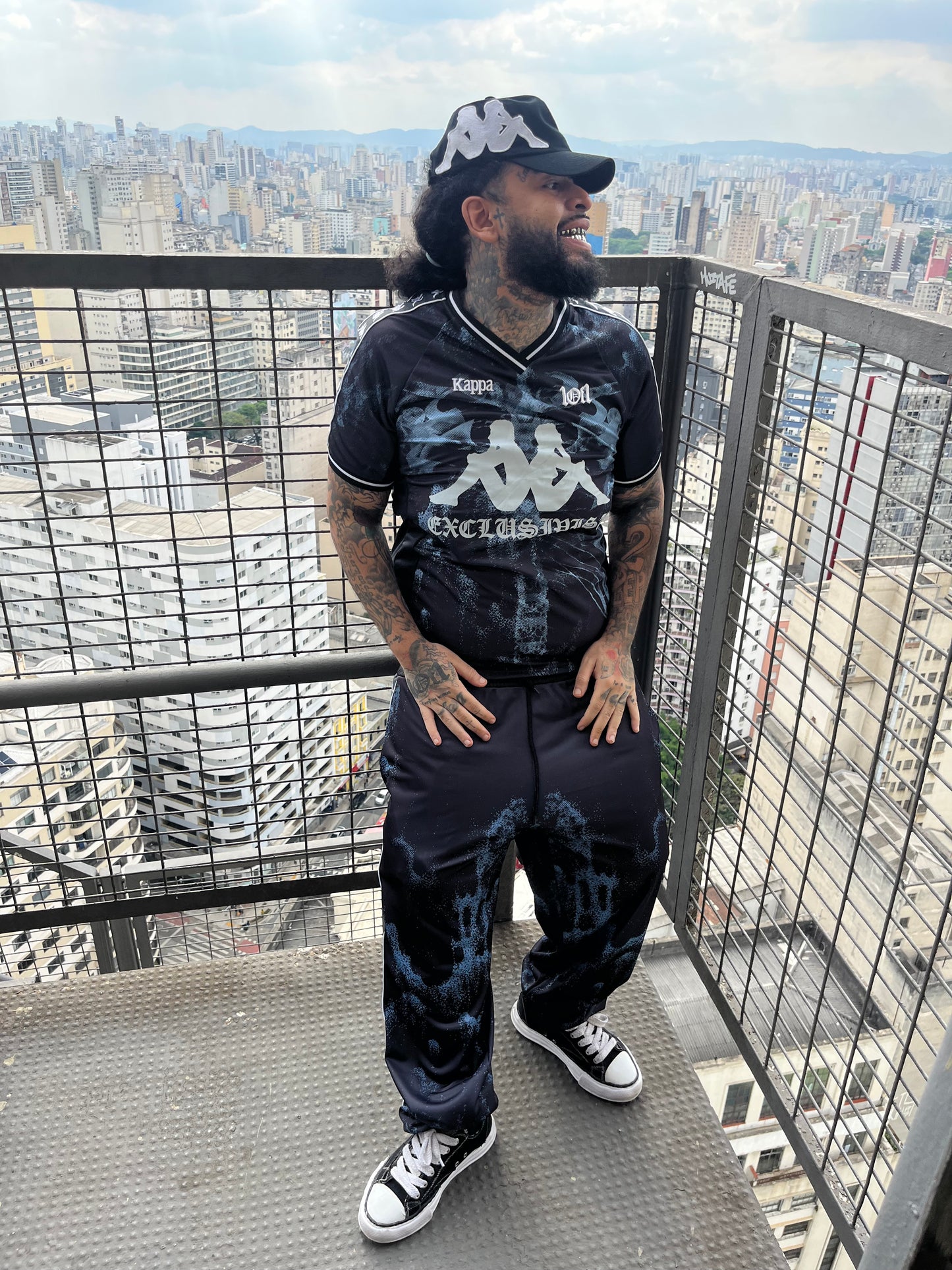 1of1 Kappa Black & Blue Track Pants