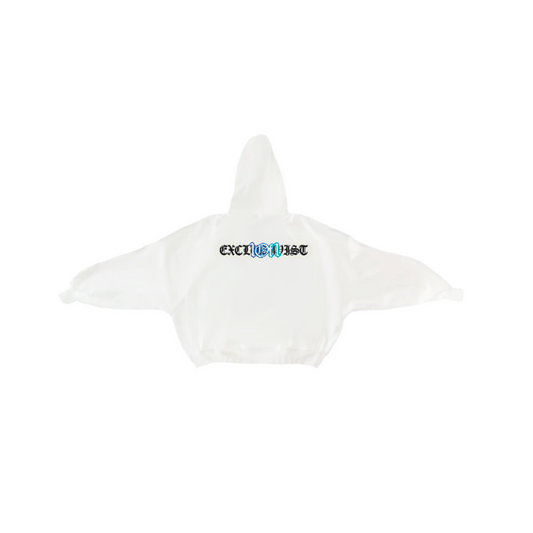 White Hoodie Zip Up "Atlantic Ocean"