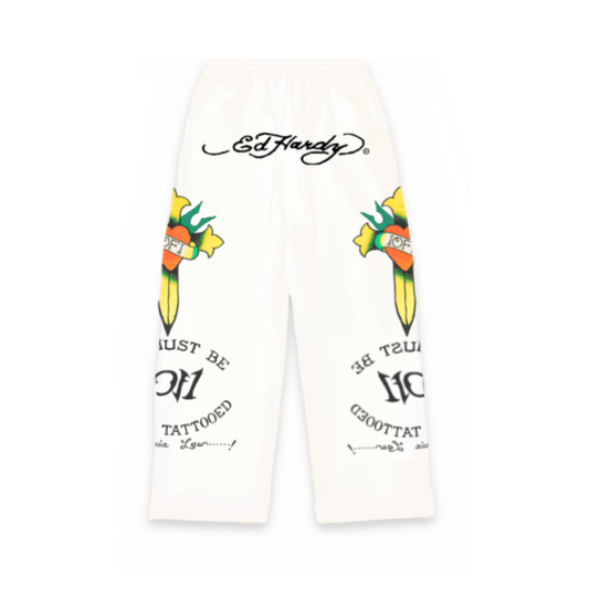 1of1 Ed Hardy "Love Is A Gamble" Off White Sweatpants