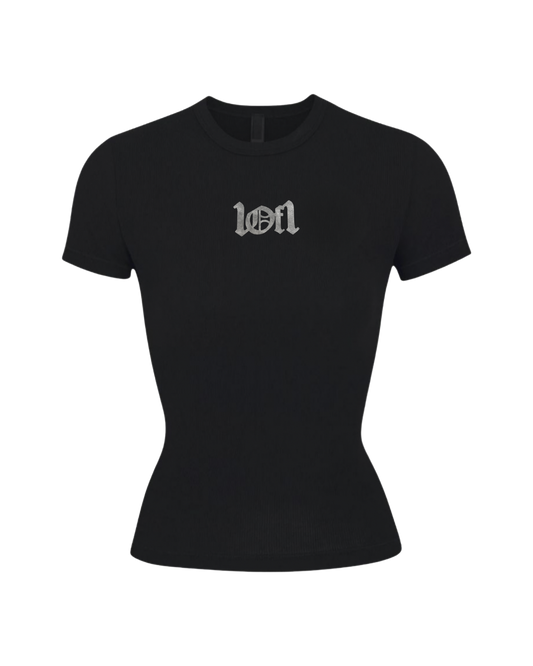 Baby Tee Preta "Ghost Leather Contour"