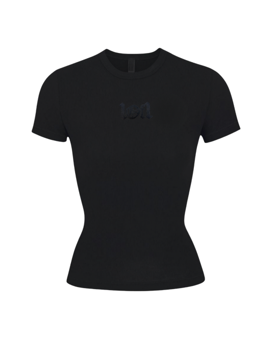 Baby Tee Preta "Ash Leather Contour"