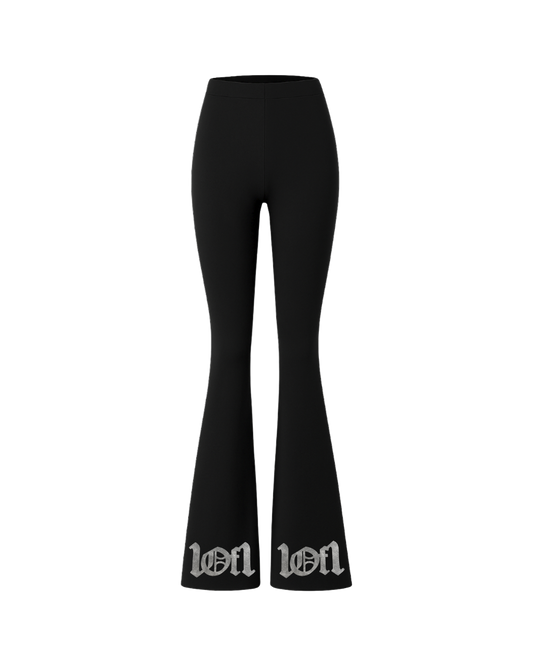 Calça Flare Preta "Ghost Leather Contour"