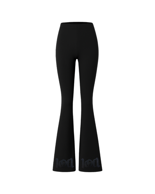 Calça Flare Preta "Ash Leather Contour"