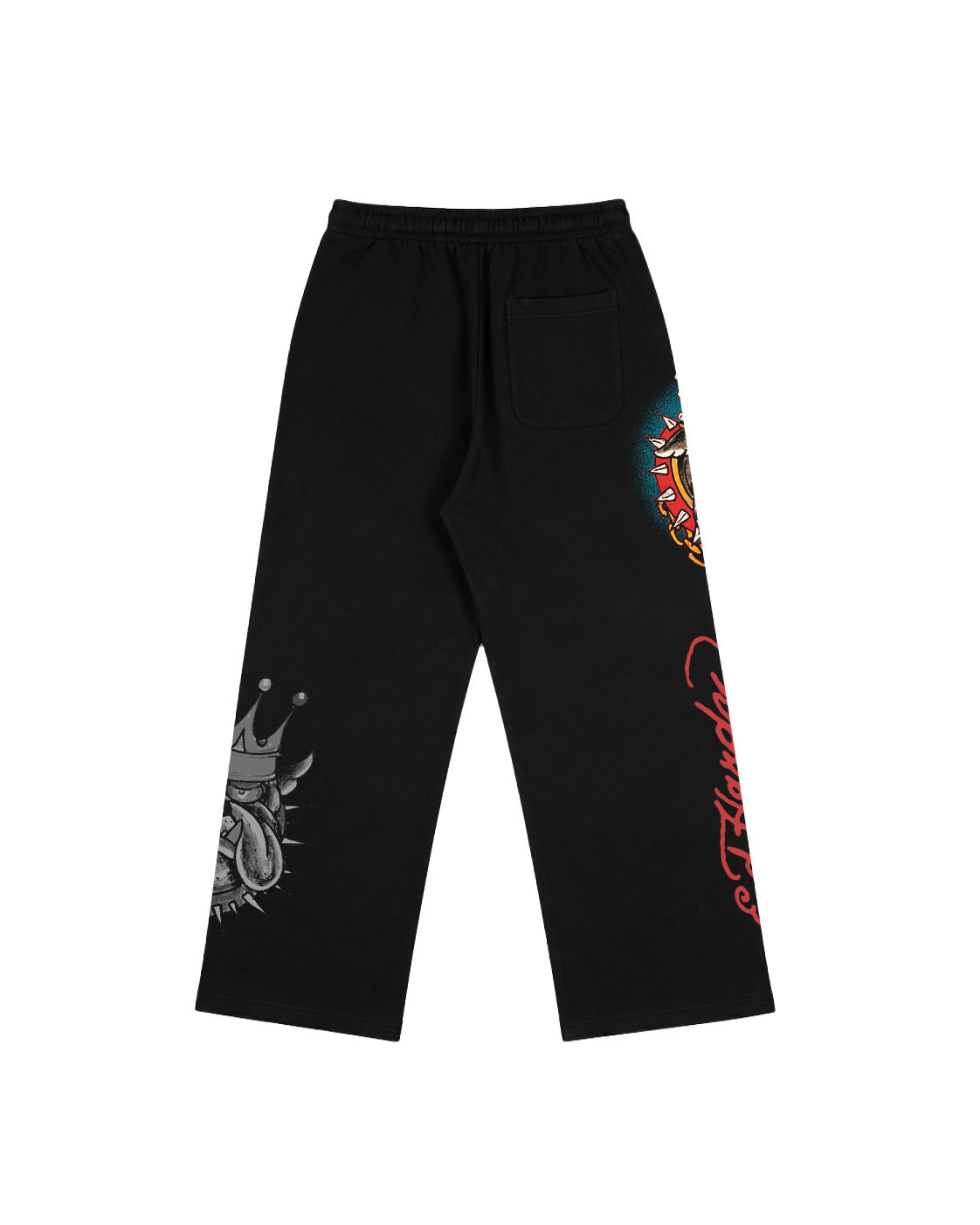 Calça de Moletom Preta "King of Beasts" Ed Hardy & 1OF1 Exclusivist