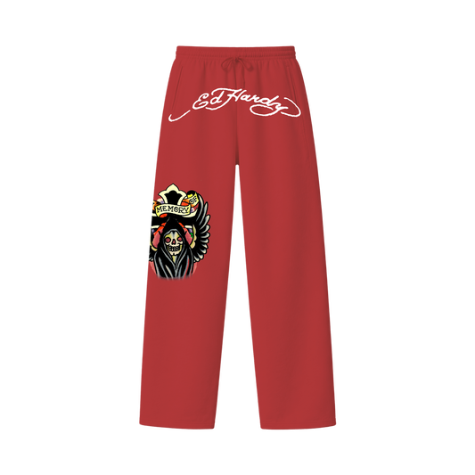 Calça de Moletom Vermelha "The Reaper" Ed Hardy & 1OF1 Exclusivist