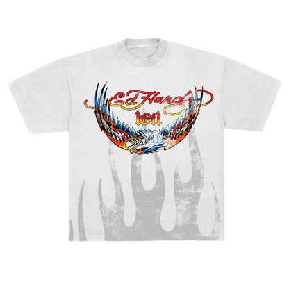 Camiseta Off White "Flaming Eagle" Ed Hardy & 1OF1 Exclusivist