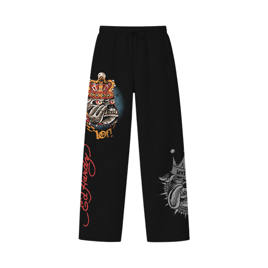 Calça de Moletom Preta "King of Beasts" Ed Hardy & 1OF1 Exclusivist