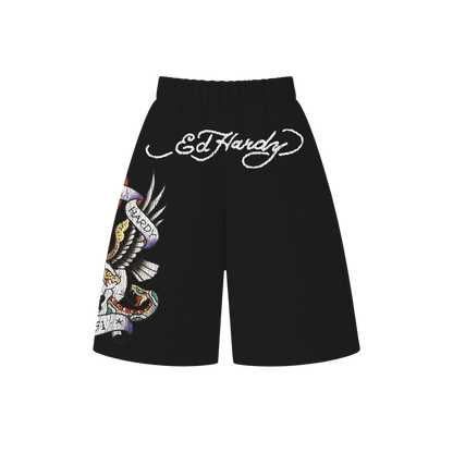 Bermuda de Moletom Preta "Rotten Skull" Ed Hardy & 1OF1 Exclusivist