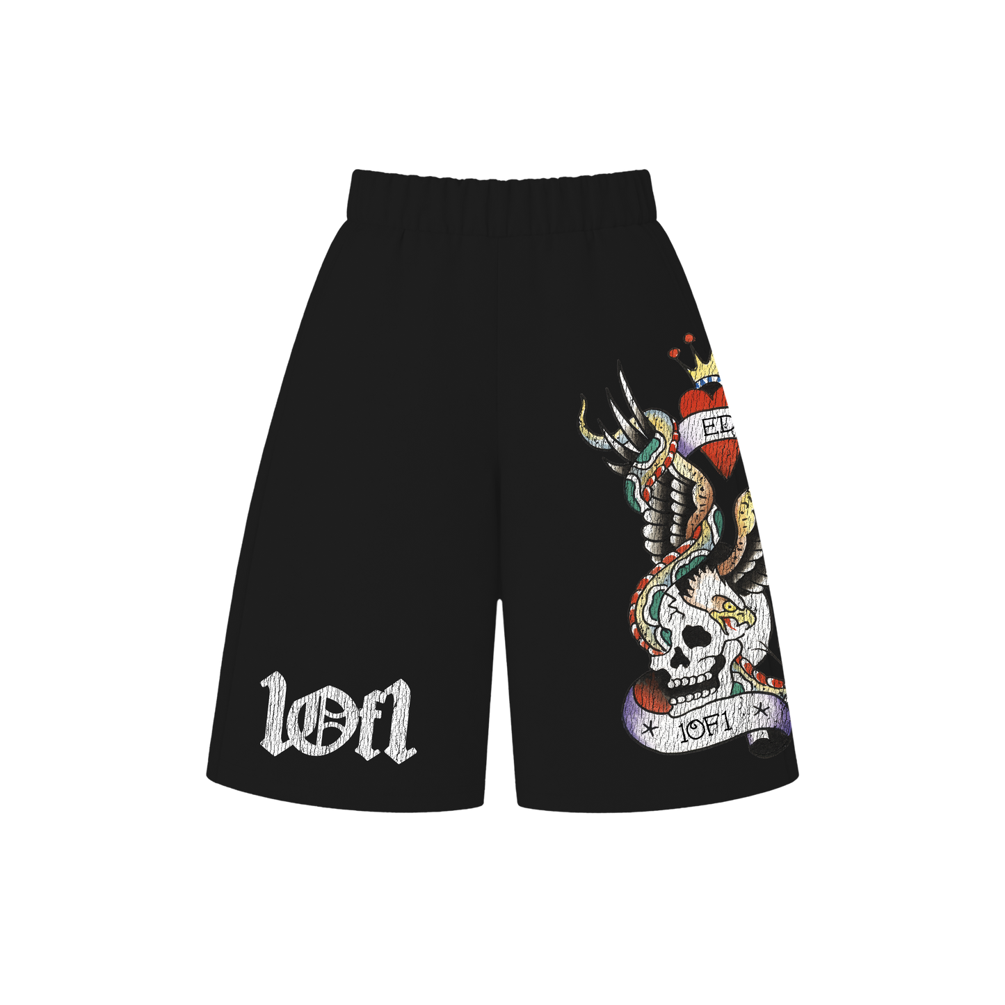 Bermuda de Moletom Preta "Rotten Skull" Ed Hardy & 1OF1 Exclusivist