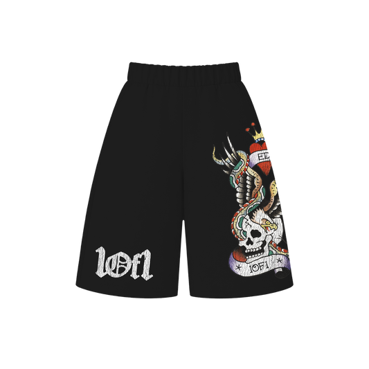 Bermuda de Moletom Preta "Rotten Skull" Ed Hardy & 1OF1 Exclusivist