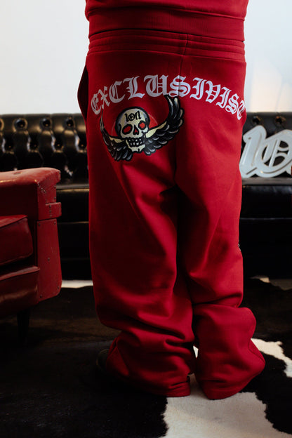 Calça de Moletom Vermelha "The Reaper" Ed Hardy & 1OF1 Exclusivist