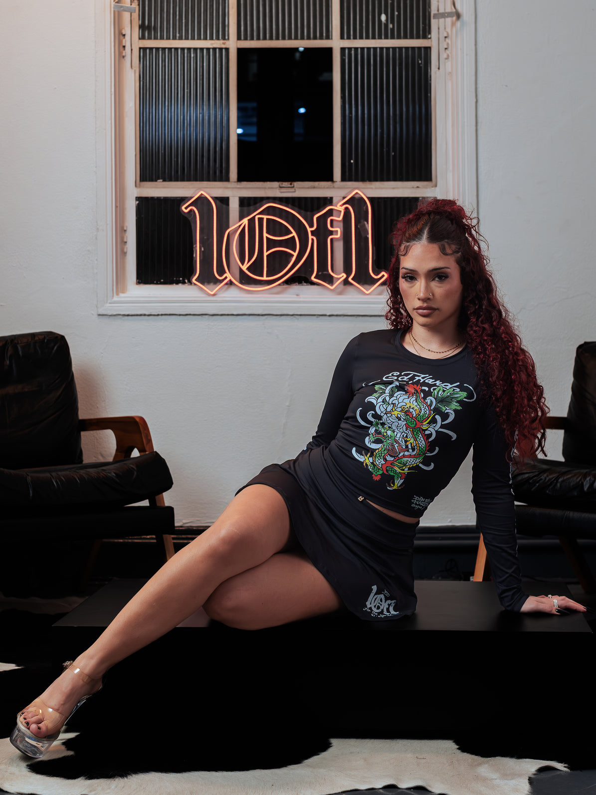 Cropped Manga Longa Preto "Holy Dragon" Ed Hardy & 1OF1 Exclusivist
