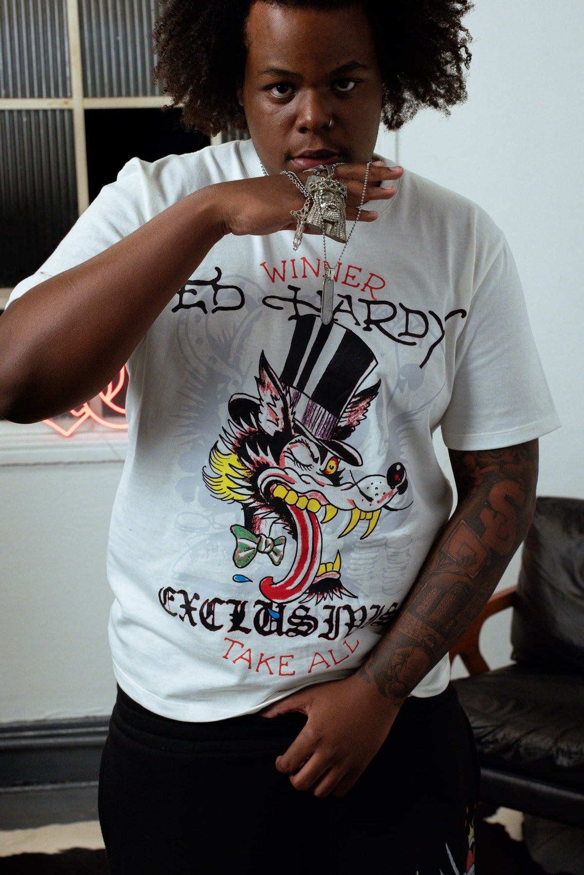 Camiseta Off White "Winner Take All" Ed Hardy & 1OF1 Exclusivist