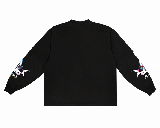 Camiseta Manga Longa Preta "Rhinestone Panther"  1OF1 & Ed Hardy Exclusivist