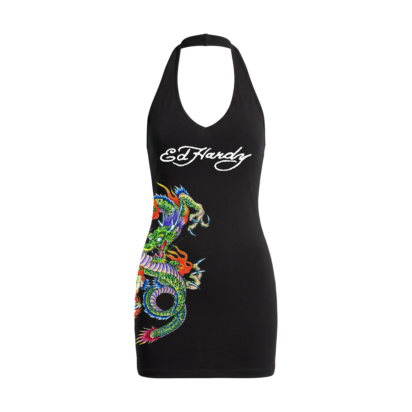 Vestido Frente Única Preto "Dragon" Ed Hardy & 1OF1 Exclusivist