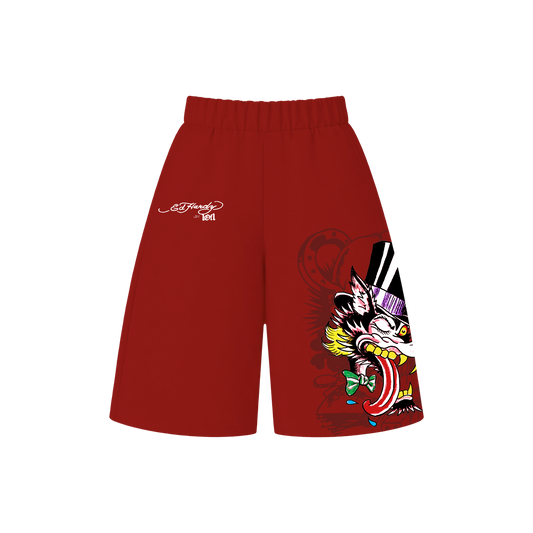 Bermuda de Moletom Vermelha "Winner Take All" Ed Hardy & 1OF1 Exclusivist