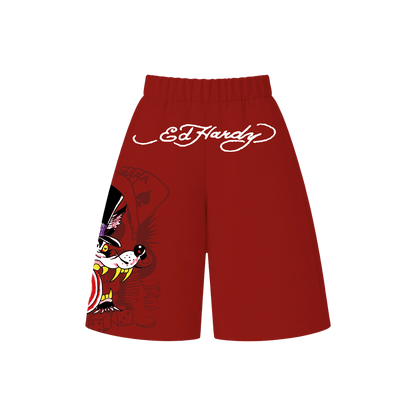 Bermuda de Moletom Vermelha "Winner Take All" Ed Hardy & 1OF1 Exclusivist